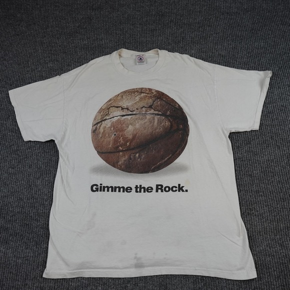 Delta Other - Vintage Basketball Shirt Mens XL White Gimme The Rock Graphic T-Shirt